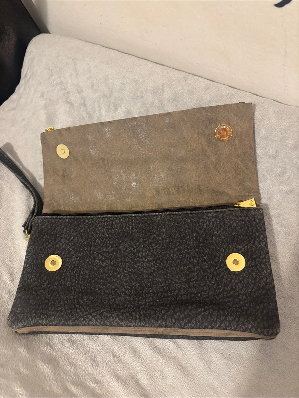 Adrienne Vittadini Black Textured Wristlet Crossbody